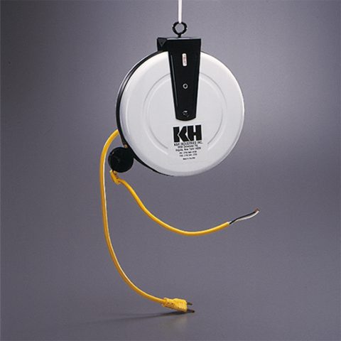 KH Industries RTB Series ReelTuff Industrial Grade Retractable Power Cord  Reel with Black Cable, 16/3 SOOW Cable, 10 Amp, 50' Length, Yellow Powder  Coat Finish : Electronics 